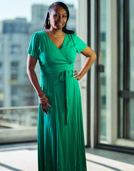 Brandi Flowy Wrap Dress Green - ReservedChic