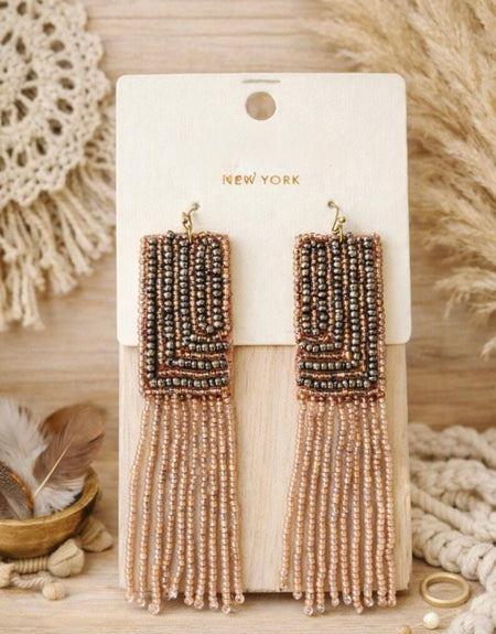 Boho Glam Fringe Beaded Earrings - ReservedChic