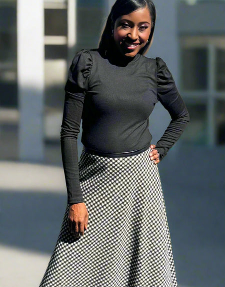 Elegant Puff Sleeve Top-Black