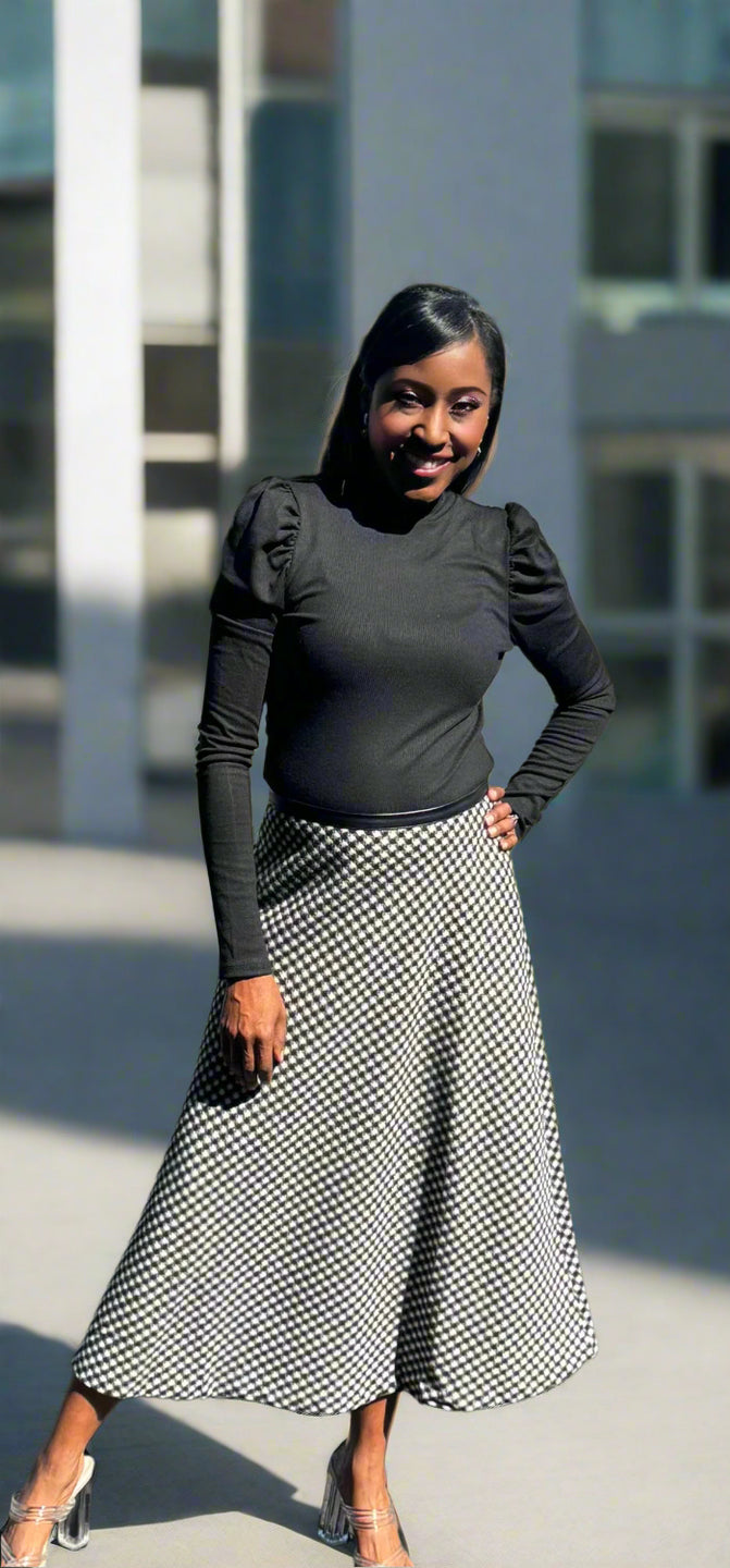 Elegant Puff Sleeve Top-Black