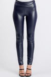 High Waist Faux Leather Leggings Navy-Plus Size