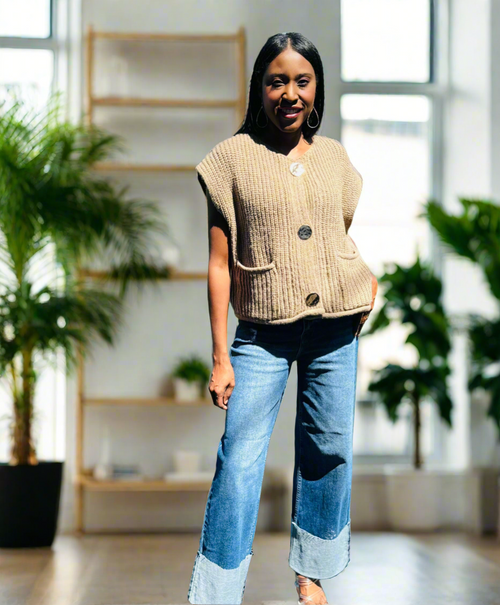 Tara Gold Button Sweater Vest