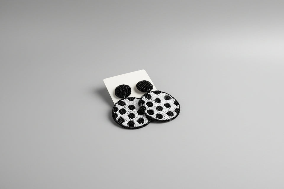 Lovely Polka Dot Beaded Earrings- Black - ReservedChic
