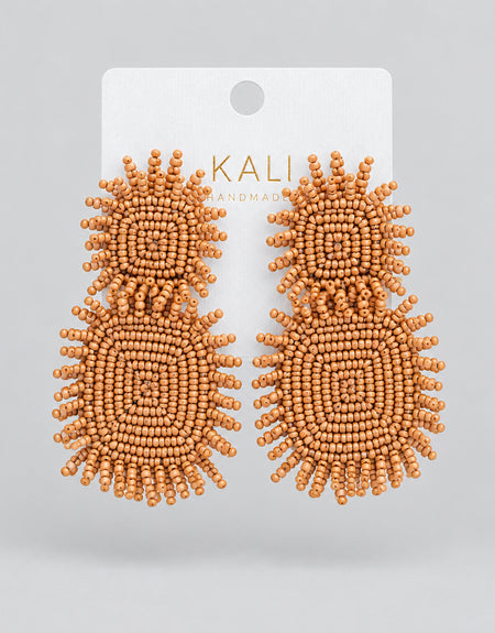 Brown Candy Beaded Earrings