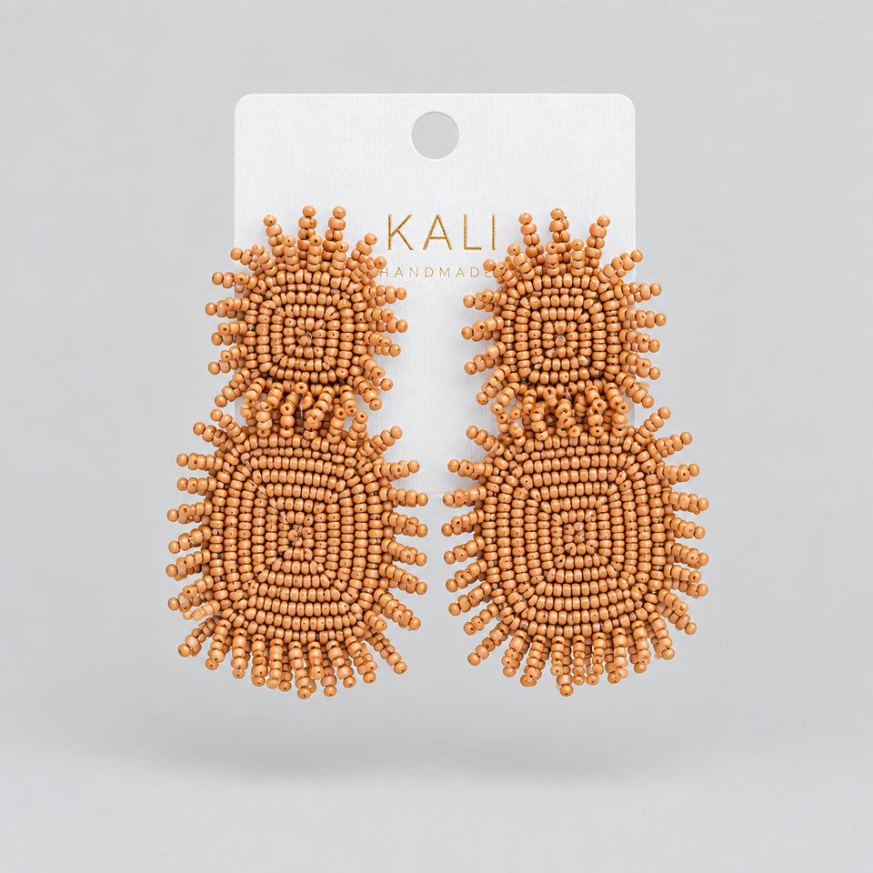 Brown Candy Beaded Earrings