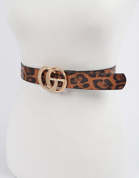 Leopard Bling Buckle Belt