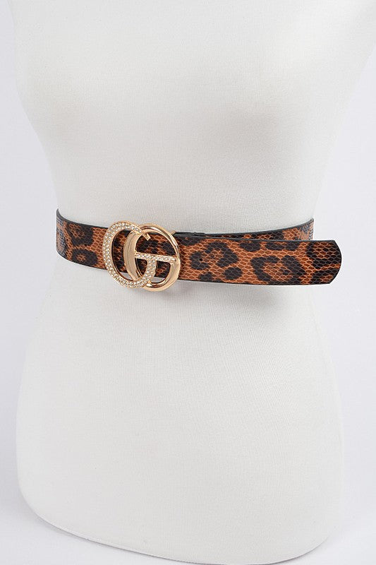 Leopard Bling Buckle Belt