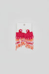 Kasey Red Fringe Beaded Earrings - ReservedChic
