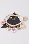 Pearl Heart Charms Bracelet