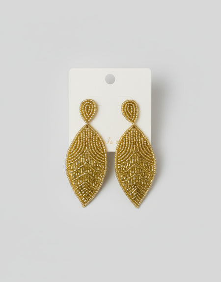 Gold Leaf Beaded Earrings
