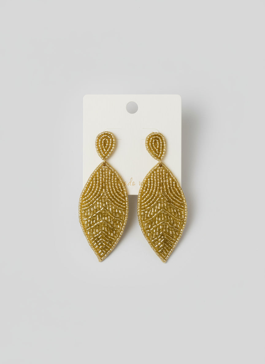Gold Leaf Beaded Earrings
