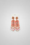 Tribal Peach Fringe Beaded Earrings