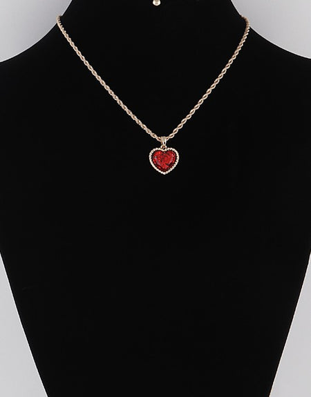 Glittered Heart Chain Necklace