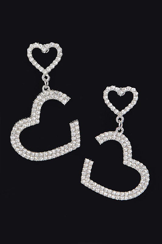 Half Heart Silver Drop Earrings