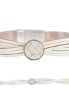 Multi-Strand Faux Leather Bracelet- Off White