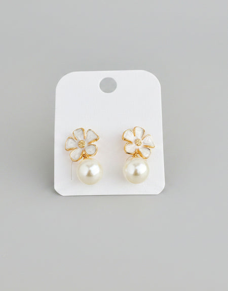 Ivory Blossom Pearl Dangle Earrings