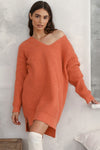 Blissfully Slouchy V-neck Ribbed Knit Sweater