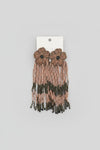 Flower Fringe Beaded Earrings-Bronze