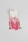 Pink and White Fringe Beaded Earrings - ReservedChic