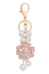 Luxury Flower Pearl Bag Charm-Pink