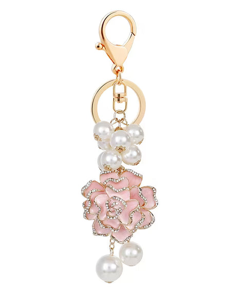 Luxury Flower Pearl Bag Charm-Pink
