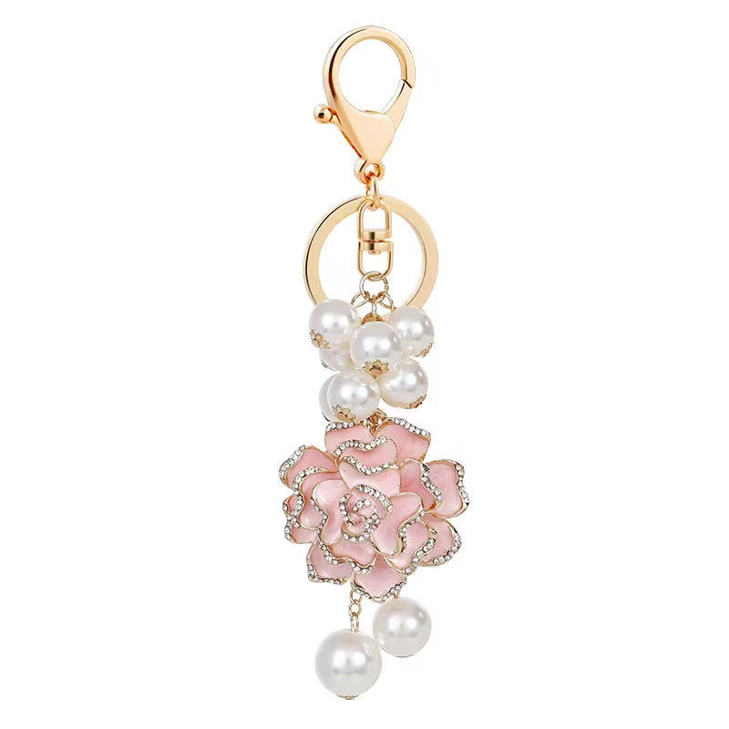 Luxury Flower Pearl Bag Charm-Pink