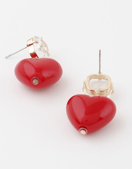 Crystal Red Heart Drop Earrings
