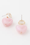 Crystal Pink Heart Drop Earrings