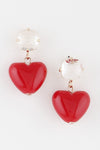 Crystal Red Heart Drop Earrings