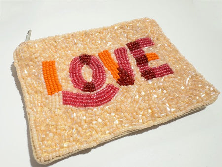 LOVE Mini Beaded Coin Purse