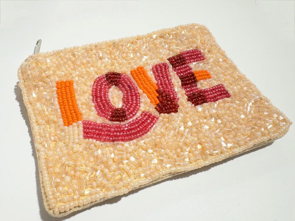 LOVE Mini Beaded Coin Purse