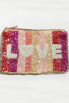 Pink LOVE Mini Beaded Coin Purse