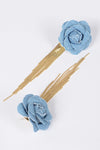 Denim Flower Fringe Earrings