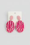 Sparkle Beaded Oval Drop Earrings - Pink - ReservedChic