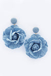 Denim Flower Drop Earrings Light Blue