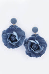 Denim Flower Drop Earrings