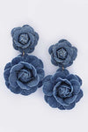 Denim Flower Drop Earrings