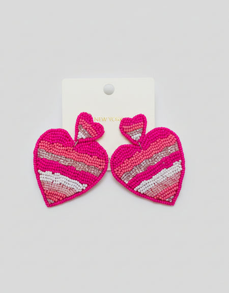 Sweet Heart Beaded Drop Earrings