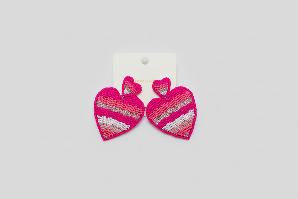 Sweet Heart Beaded Drop Earrings