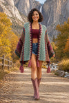 Boho Poncho Cardigan - Burgundy - ReservedChic