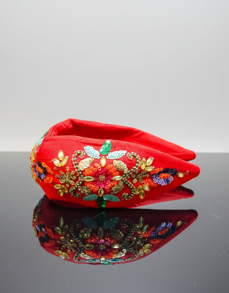 Elle Sequin Bead Headband -Red