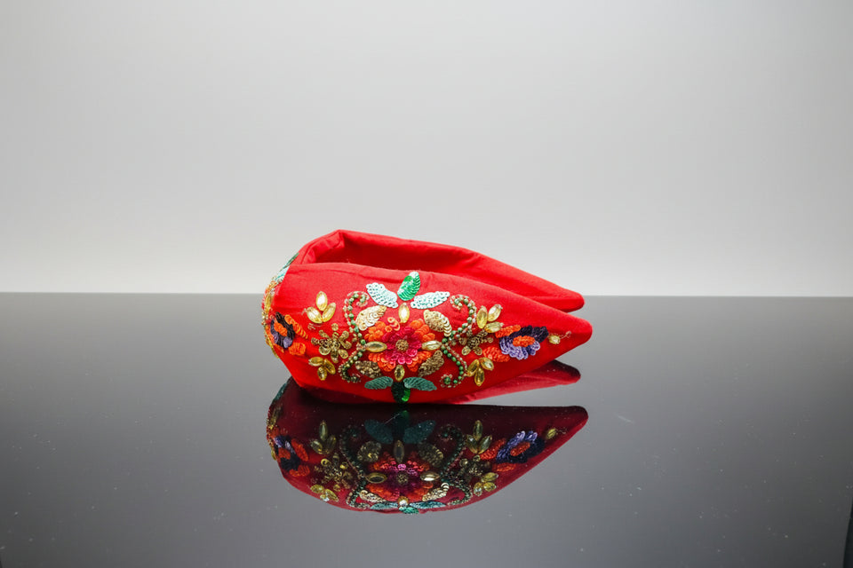 Elle Sequin Bead Headband -Red