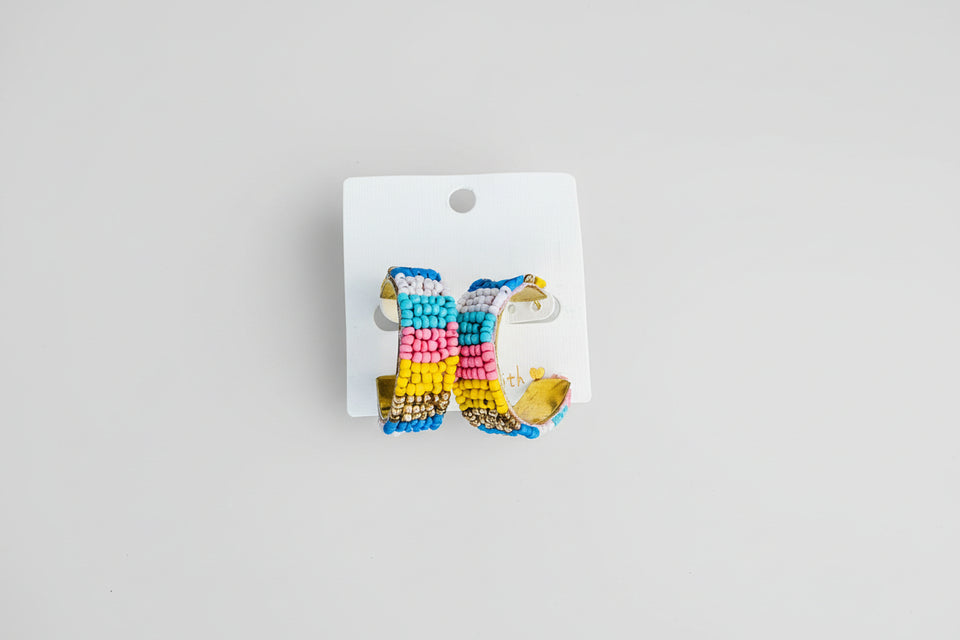 Pastel Pop Beaded Hoop Earrings - ReservedChic