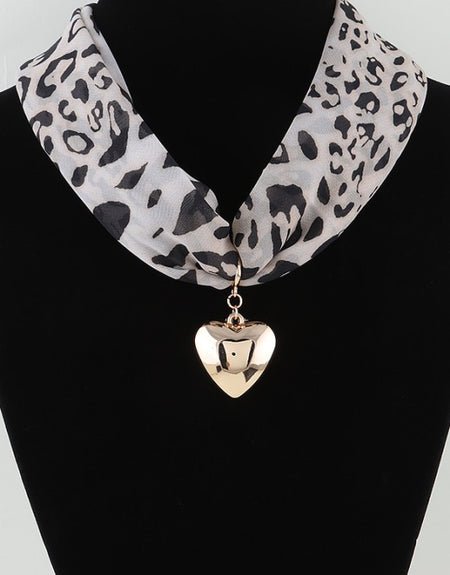 Heart Animal Print Wrap Necklace