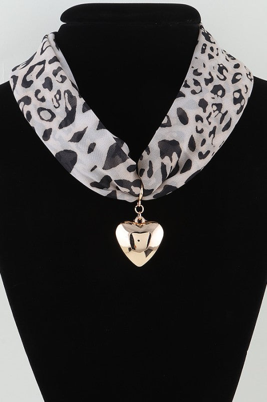 Heart Animal Print Wrap Necklace