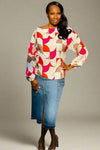 Geometric Lantern Sleeve Blouse