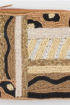 Animal Print Beaded Coin Purse - Brown