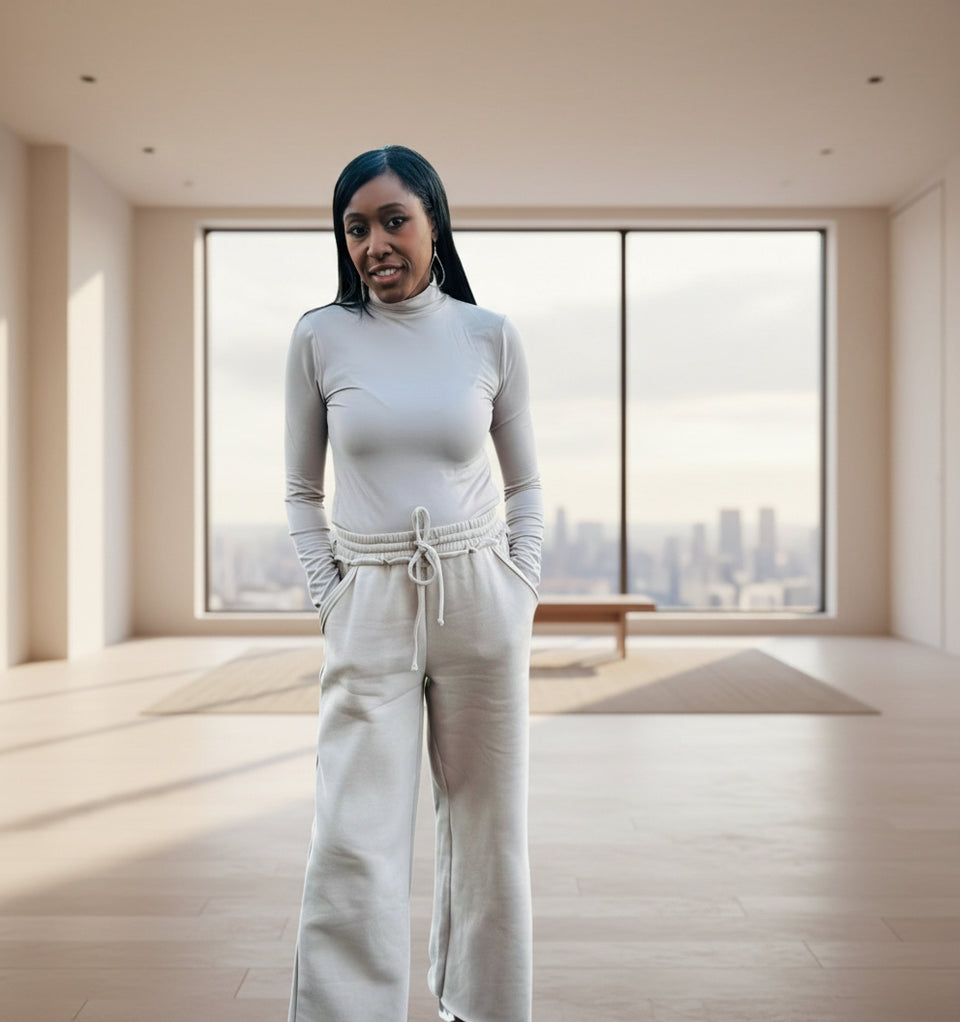 Casual Solid Wide Leg Sweatpants