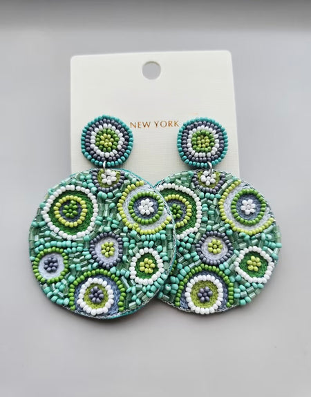 Boho Green Beaded Earrings