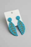 Blue Leaf Beaded Earrings - ReservedChic